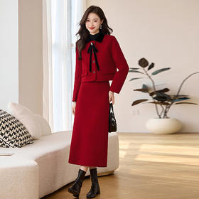 HR LSNY2472小香风名媛气质毛呢套装裙