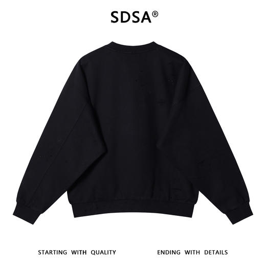 87617SDSA男士秋冬新款痞帅男装潮牌纯色破洞烫钻圆领卫衣时尚百搭上衣 商品图5