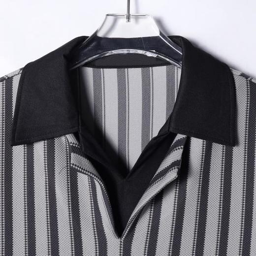 6902SDSA秋冬新款痞帅男装潮牌舒适竖纹翻领假两件衬衫老钱风百搭衬衣 商品图1