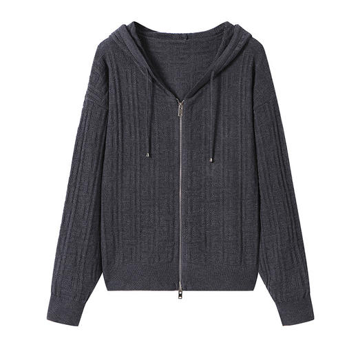 CC2025春秋新款连帽针织开衫女宽松休闲卫衣时尚洋气短毛衣外套上衣 商品图4