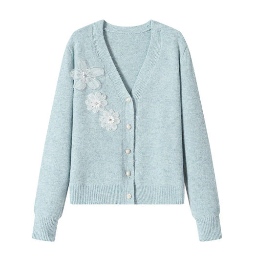 CCv领羊毛针织开衫女春秋2025新款长袖短款外搭上衣早秋季毛衣外套 商品图4