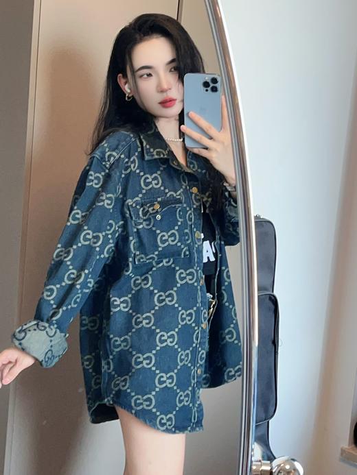 古家情侣款满印双G提花丹宁牛仔衬衣夹克外套（净版，扣子无LOGO） 商品图7