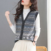 CCV领复古民族风提花无袖针织马甲女2025秋季新款外穿坎肩毛衣背心 商品缩略图1