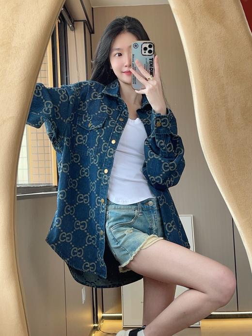 古家情侣款满印双G提花丹宁牛仔衬衣夹克外套（净版，扣子无LOGO） 商品图10