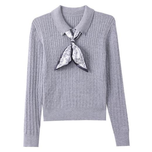 CCpolo领蝴蝶结针织衫上衣女早秋2025新款韩系别致好看打底衫 商品图4