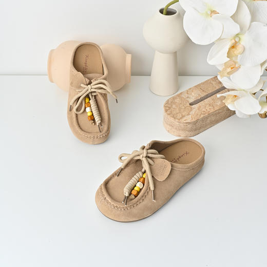 经典鲨2025秋季专柜新品牛皮革一脚蹬软底舒适勃肯半拖鞋女KW392-529031 商品图1