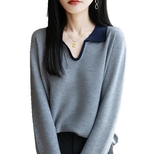 CC鸡心领毛衣女好看洋气撞色针织打底衫2025年秋冬新款内搭上衣短款 商品图4