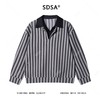 6902SDSA秋冬新款痞帅男装潮牌舒适竖纹翻领假两件衬衫老钱风百搭衬衣 商品缩略图0
