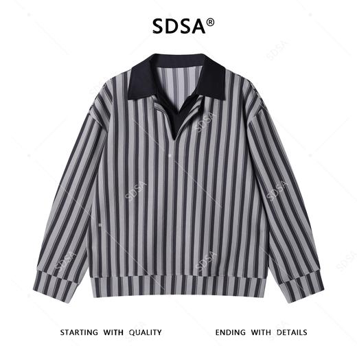 6902SDSA秋冬新款痞帅男装潮牌舒适竖纹翻领假两件衬衫老钱风百搭衬衣 商品图0