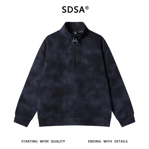 WY1077SDSA男士秋冬新款痞帅男装潮牌扎染半拉链立领卫衣百搭时尚上衣 商品图1