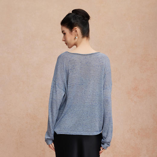 QG638斯尔丽25新款超细羊毛亲肤宽松舒适时尚慵懒风显瘦纯色针织上衣 商品图4