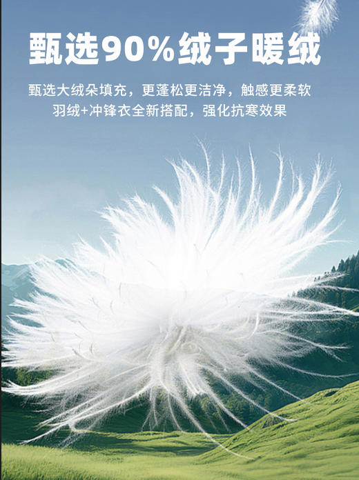 情侣款 藏帽90%羽绒石墨烯轻量三合一男女款保暖两件套户外服BS25696-2-W 商品图5