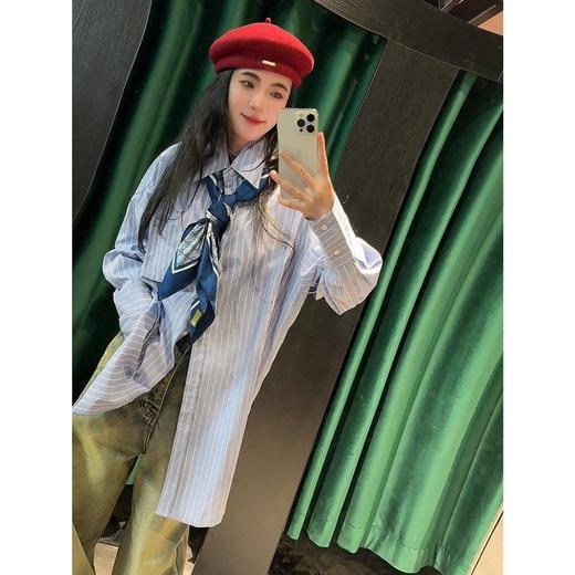 宽松慵懒风休闲竖条纹衬衫 商品图8