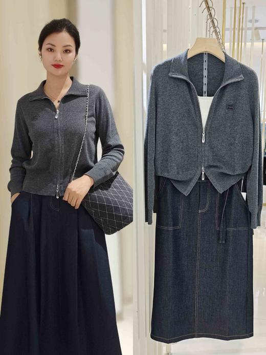 586080秋冬款.羊毛字母拉链开衫 商品图1