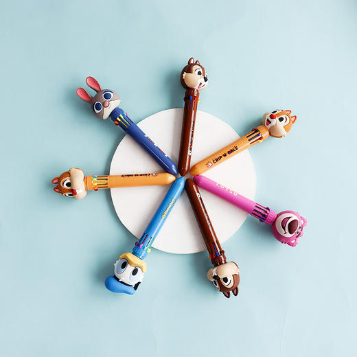 迪士尼卡通草莓熊唐老鸭圆珠笔可爱多色中性笔学生文具十色按压笔 商品图2