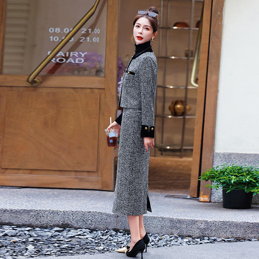 HR YJLY8053气质穿搭时尚套装裙拼接两件套 商品图1