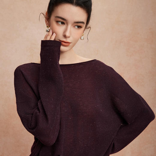 QG638斯尔丽25新款超细羊毛亲肤宽松舒适时尚慵懒风显瘦纯色针织上衣 商品图2