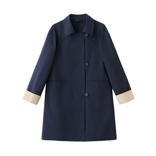 HR ZYF8881松弛感简约撞色袖洋气宽松版休闲纯色气质中长风衣 商品图4