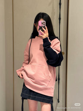 914-1 lew双拼色连帽卫衣 炒鸡重磅 情侣同款 我穿S宽大 老朱穿S合身