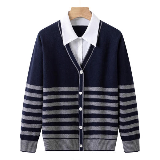 CC假两件衬衫拼接针织衫上衣女设计感2025新款春秋妈妈洋气别致小衫 商品图4