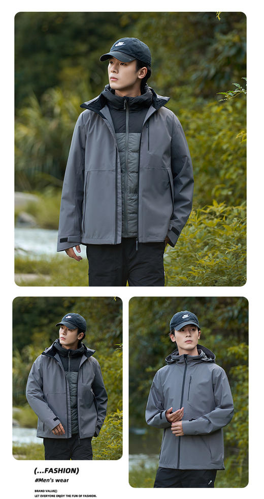 情侣款 藏帽90%羽绒石墨烯轻量三合一男女款保暖两件套户外服BS25696-2-W 商品图9