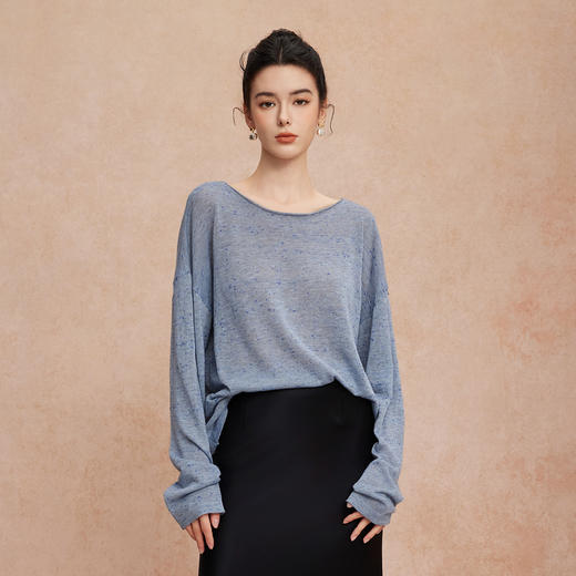QG638斯尔丽25新款超细羊毛亲肤宽松舒适时尚慵懒风显瘦纯色针织上衣 商品图3