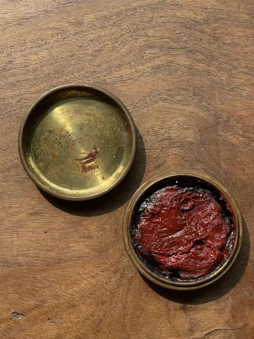 圆饼形镶寿山石青銅印泥盒，顺丰包邮 商品图1