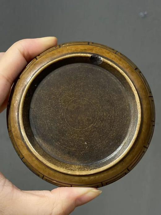 圆饼形镶寿山石青銅印泥盒，顺丰包邮 商品图6