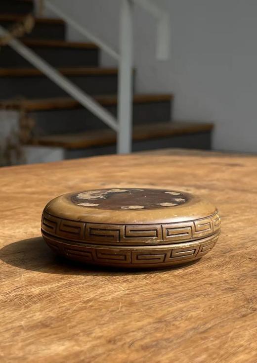 圆饼形镶寿山石青銅印泥盒，顺丰包邮 商品图3