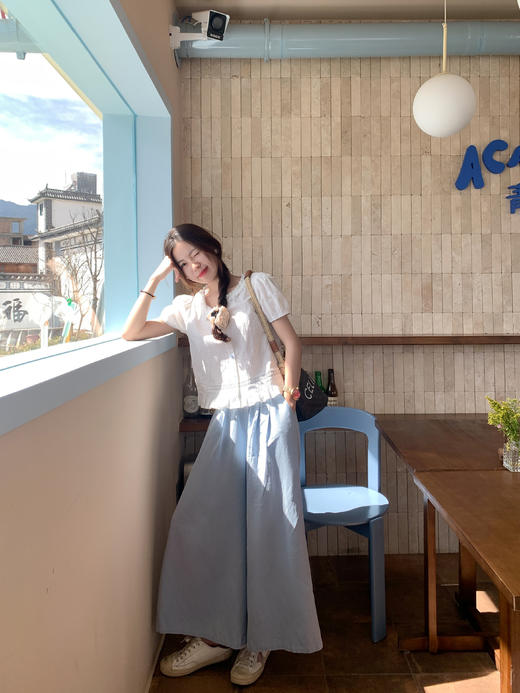 <曾小咸推荐>甜美泡泡短袖娃娃衬衫上衣 商品图6