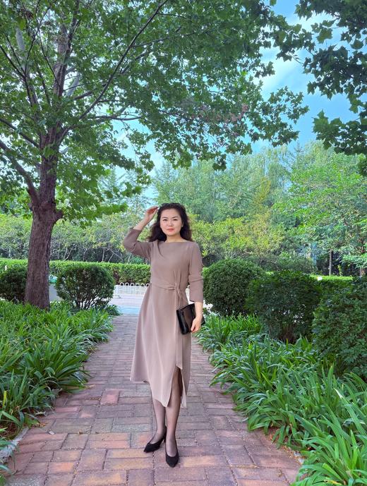 三醋酸前腰带连衣裙 商品图0