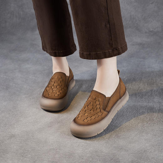 ZM 258669复古编织单鞋厚底休闲鞋一脚蹬深口乐福鞋 商品图1