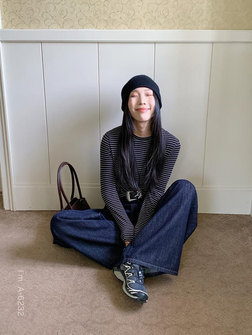 送项链！秋冬新款糯糯螺纹自由小圆领长袖T恤 百搭休闲打底衫内搭上衣 商品图3