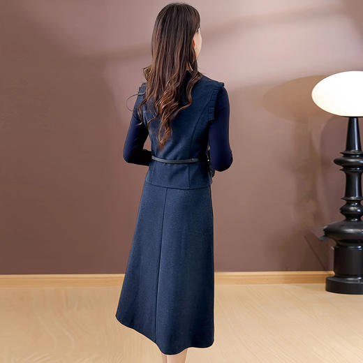 QYM SDB17-Y洋气法式两件套连衣裙时尚收腰女神范裙 商品图4