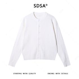 46764SDSA男士秋冬新款痞帅男装极简风短款纽花圆领针织衫百搭开衫毛衣