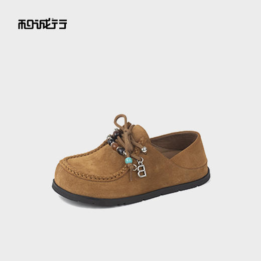 和诚行2025秋季新款复古勃肯女款平底休闲西部风乐福鞋1830058 商品图1