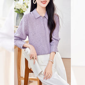 KQ19姆米冠乐绉暗门襟宽松职业长袖女式白衬衣衫女士上衣2025秋真丝