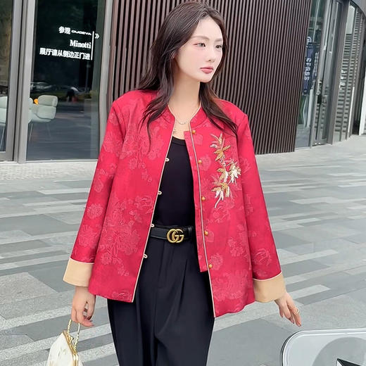 QYM 5951-Y时尚国风外套刺绣花宽松休闲中式休闲 商品图0