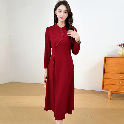 QYM SDB08-Y连衣裙气质优雅女装旗袍裙复古 商品图1
