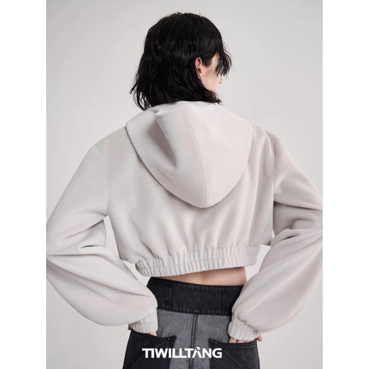 启世录TIWILLTANG“溶解密度”金属烫铜水貂绒卫衣外套 商品图2