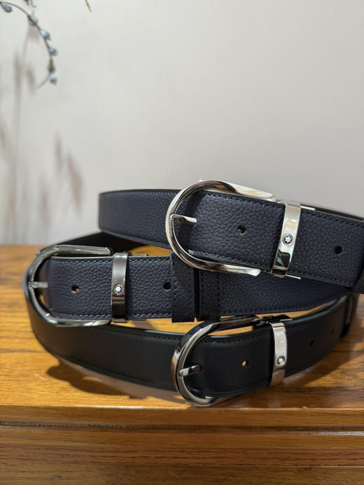 915-4 免带 MB马蹄扣 双面双色两用 男士商务休闲皮带腰带 任意剪裁 全套包装 商品图1