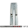 REDCHARCOAL/红炭夏新款复古薄款牛仔裤男破洞宽松直筒长裤潮牌 商品缩略图0