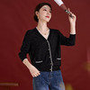 QSV领长袖针织衫薄款女羊毛秋装2025新款时尚通勤上衣气质毛衣1539 商品缩略图1