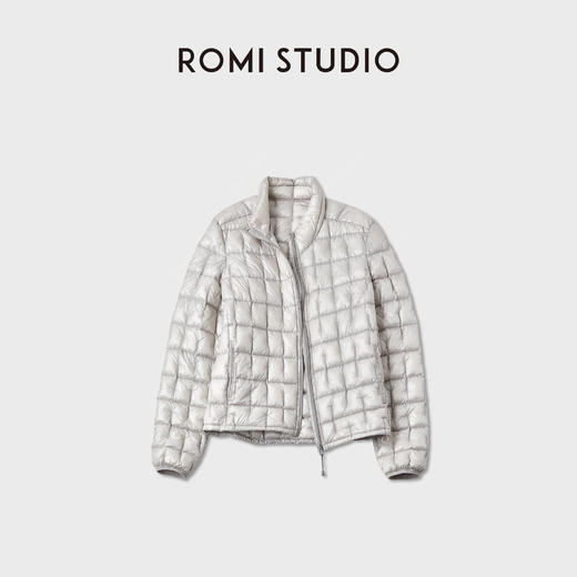 ROMI STUDIO“轻盈锁温”格纹衔缝超轻薄白鹅羽绒外套RWCWWG6175 商品图1