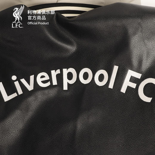 【官方正版】利物浦俱乐部 | 黑灰连帽皮夹克潮流帅气拉链外套 商品图4