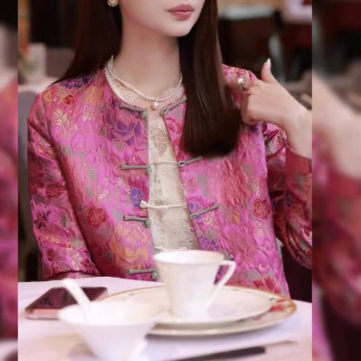 丁摩女装粉色新中式国风潮御姐穿搭洋气盘扣短外套5ZF-9154 商品图3