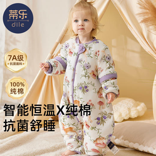 【福利价全尺寸99元】蒂乐婴儿睡袋宝宝春秋款儿童恒温防踢被抗菌纯棉睡衣分腿四季通用 商品图0