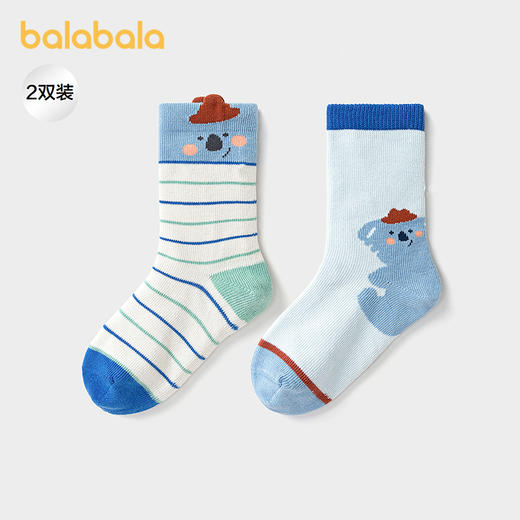 巴拉巴拉儿童袜子秋冬男童棉袜宝宝萌趣中筒袜两双装 商品图0