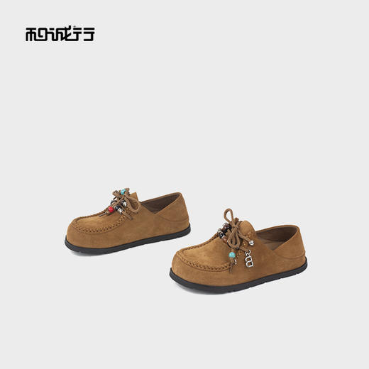 和诚行2025秋季新款复古勃肯女款平底休闲西部风乐福鞋1830058 商品图3