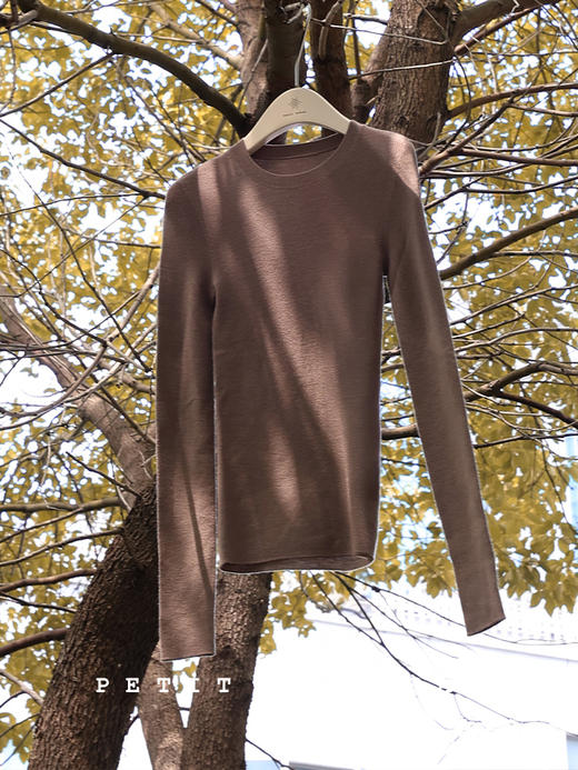 PETIT SCHAN小闪 CLO#896 Impeccably 不着痕迹 日本岛精无缝一体美利奴羊毛圆领针织打底衫 商品图3